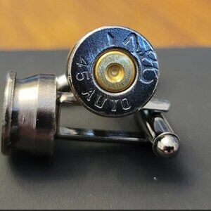 Browning .45 Auto Bullet Cufflinks – Black Nickel, Gun Lover Gift